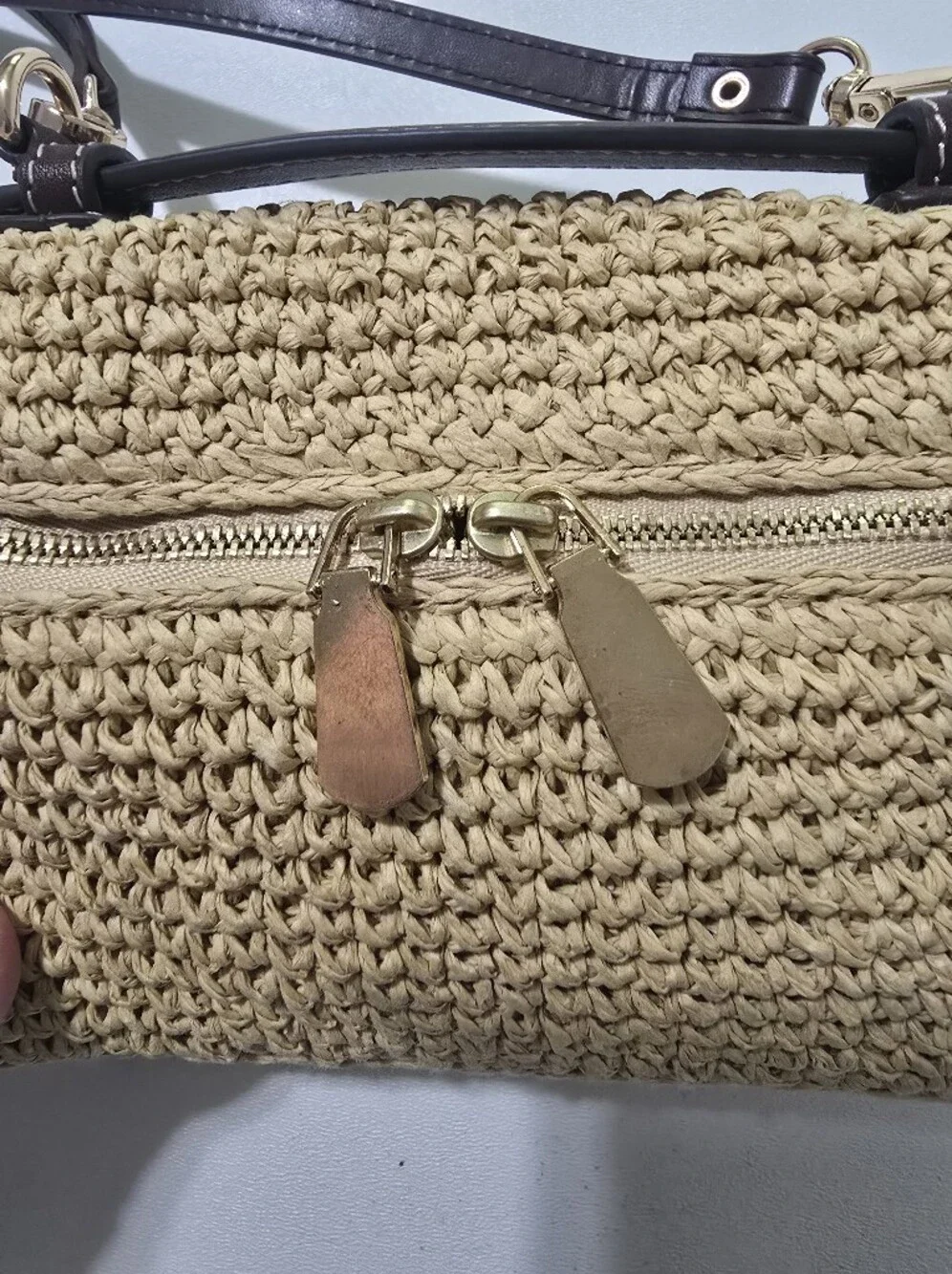 Tory Burch Romy Straw Slim Top Handle Bag